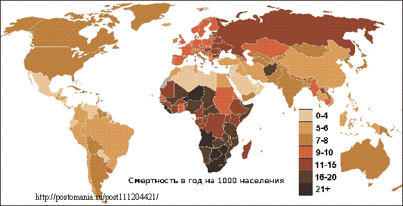 Уровень смертности в мире